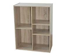 Alsapan - Scaffale con 5 ripiani, in melamina, 78,8 x 61,1 x 29,5 cm, finiture in rovere