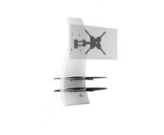 Meliconi Ghost Design 2000 Rotation Bianco - Supporto Doppio Braccio Orientabile per TV da 32" a 63" con Mensole in Vetro Temperato