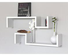 SET 7 MENSOLE Design BIANCHE Mensola a Parete Camera Legno Bianco Con Venature ESSE 3C ELLE