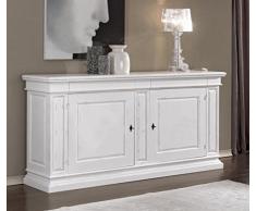 Credenza classica in legno massiccio - Colore bianco invecchiato