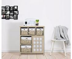 Mobili Rebecca® Mobile Bagno Credenza 5 Ceste 1 Sportello Rustico Vintage Camera Cucina (Cod. RE4444)