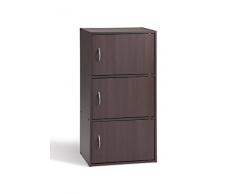 Alsapan - Scaffale per libri “Easy Life Cube” con 3 sportelli, colore: Wengé