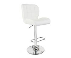 HNNHOME Sgabello Moderno Taurus in Pelle Imbottito per Cucina, Bar, Pub - Bianco