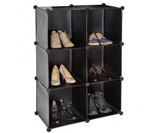 TecTake Scaffale armadietto modulare mobile scaffalatura mensola per scarpe bagno nero