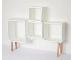 Tamia Home Cassettiera 4 Cube Shelf 88,50 a 20 x 13 x 66,40 cm, colore: bianco