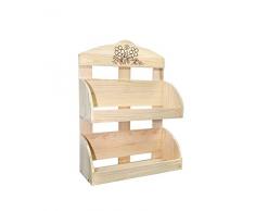 Mensola pensile da cucina porta spezie 2 ripiani in legno nautrale con decorazione floreale stile rustico country (cod. r20150802)