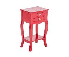 CLP Tavolino d'appoggio LINDA, in legno di mogano, fino ad 8 colori a scelta, stile coloniale, adatto anche come comodino, tavolino portatelefono o portapiante. rosso
