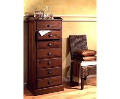 Cassettiera Chiffoniere 7 cassetti (Settimino) stile etnico coloniale, realizzata artigianalmente in legno massiccio di Teak - PROMO ONLINE