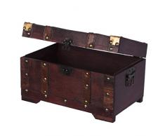 Harvest HS 130524 Cassapanca ornata con chiusura in metallo in stile baule del tesoro o dei pirati, in legno con effetto anticato, elemento decorativo con design marittimo e coloniale, disponibile in diverse misure Dimensioni: 28 x 17 x 16 cm