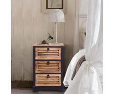 Rebecca srl Comodini Cassettiera con 3 cassetti Legno Scuro Urban Vintage Arredo Casa Camera Bagno (Cod. RE4549)