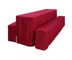 Set di 2 fodere imbottite in gommapiuma + 1 tovaglia 70x220 cm - per panche da birreria o sagra - rosso scuro