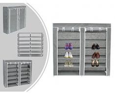 LEOGREEN - Armadio per scarpe con scaffali in tessuto grigio - 7 scaffali con copertura e zip - facile da sistemare