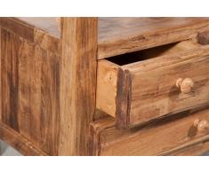 Comodino Country in legno massello di tiglio finiutra naturale 56x36x66 cm