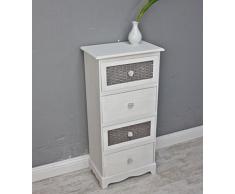 Comò Rose Bianco beige venature comodino rustico legno barocco CASSETTI