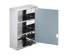 Harima - Armadietto da bagno del bagno - Armadio bagno con specchio e 2 ripiani, montato a parete, struttura in acciaio inox
