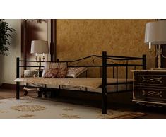 LETTO SINGOLO IN METALLO NERO CAMERA CLASSICO 90x200 CM