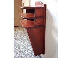 Satodà - Comodino sospeso Lulu con pavoncelle. Legno massello, artigianato sardo.