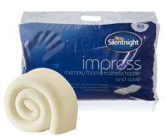 Silentnight - Proteggi-materasso Impress in schiuma viscoelastica 2.5cm, Policotone, bianco, King