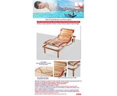 Rete a doghe per letto piazza e mezza 120x190 alza/bassa elettrica in legno di faggio con doghe ammortizzate e basculanti con regolatori di portata zona lombare telaio legno massello di frassino con piede a scelta H 24 - 29 - 34 made in italy