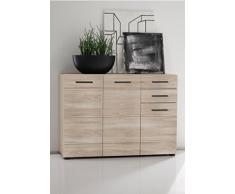 Credenza moderna Delia, madia bianca o rovere di design, comò buffet