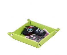 UnionBasic completamente-Custodia multiuso "Catchall" Portachiavi in pelle sintetica in poliuretano, con portamonete-Vassoio svuotatasche classico-Mensola per scatola cambio comodino Verde