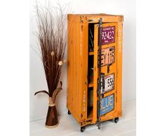 Comodo/cassettone - colore: arancio giallo - stile: design industriale/container look/vintage - 105 x 44 cm con rotelli