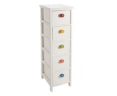 Bizzotto Joy Cassettiera, 5 Cassetti, MDF/Legno Paulownia, Bianco