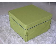 Tuoni Morfeo Spigato Pouf Letto, Tessuto in Cotone, Metallo Satinato, Verde