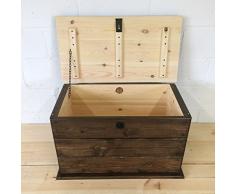 The Handmade Furniture Company - Cassapanca in pino massello, fatta a mano in Inghilterra, per biancheria, giocattoli, scarpe, stivali, colore: rovere scuro