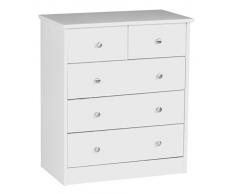 Cassettiera A082 design semplice con 5 cassetti truciolato 35x60x70cm ~ bianco