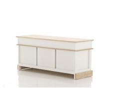 CLP Cassapanca in legno NORBY in stile rustico con 3 cassetti, 100 x 35 x 45 cm bianco