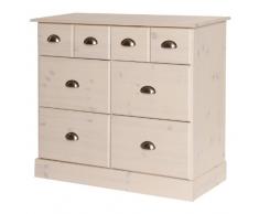 NJA Furniture Terra - Cassettiera a 6 cassetti, 4 grandi e 2 piccoli, 79 x 92 x 39 cm, colore: Bianco