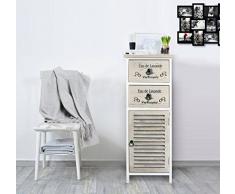 Rebecca Srl Comodino Mobiletto 2 Cassetti 1 Anta Vintage Country Camera bagno Arredo casa (Cod. RE4595)