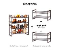 LANGRIA Scarpiera Scaffale di Scarpa 4 Livello Inclinato ad Salvaspazio Ripostiglio Angolo Organizzatore per Ingresso Ripostiglio in Camera da Letto, Metallica Bronzo