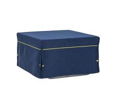 Tuoni Morfeo Spigato Pouf Letto, Tessuto in Cotone, Metallo Satinato, Blu