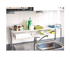 bremermann® mensola per lavello cucina, porta-rotolo, cestello, colore bianco