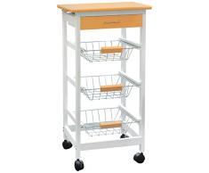 Galileo Casa 2403512 Carrello da Cucina, Legno, Bianco/Arancione, 37x37x76 cm