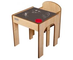 Little Helper FS01MC - Set composto da banco e sedia in legno per bambini, con portamatite, 24m+, colore: Neutro
