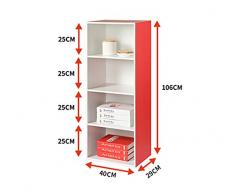 SESO UK- Armadietti di stoccaggio a pavimento di moda 4 Libreria Libreria a piattaforma rossa vetrina d'angolo rossa