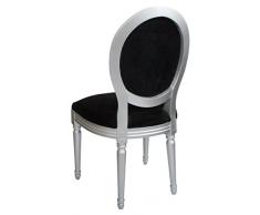 DERRYS FRANCESE IN STILE ANTICO ROUND BACK SIDE LOUIS-SEDIA DA PRANZO, COLORE: NERO/ARGENTO