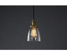 Lampadario a sospensione in vetro Feven – Lampade trasparenti a soffitto – Lampade vintage – Materiali di ottima qualità – Si abbina a qualunque stile di interni – Lampadina inclusa – Lampadari a sospensione per cucina,