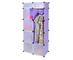 Armadio/Armadietto a muro per corridoio camera da letto a 7 scomparti senza viti, colore: viola/lillà