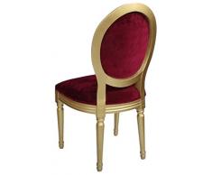 DERRYS FRANCESE IN STILE ANTICO ROUND BACK SIDE LOUIS-SEDIA DA PRANZO, COLORE: ROSSO/ORO ...