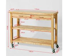 SoBuy® Carrello cucina, Base Credenza,Mobile ingresso,in legno di Hevea, FKW24-L,IT