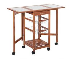 Outsunny - Carrello da Cucina Servizio Ausiliare Legno metallo Cromato 6 Ruote Cassetto NUOVO