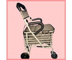 Camminatore pieghevole in metallo con seduta imbottita supermercato tempo libero quattro ruote Walker pu¨° sedersi per acquistare carrelli portavivande carrello degli acquisti