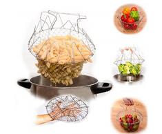 Vyage (TM) 1pcs pieghevole risciacquo a vapore Strain francese Fry Chef carrello Magic Basket maglia del cestello netto della cucina Cooking drop strumento di Spedizione