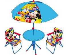 Arditex WD7869 Disney Mickey Mouse Set Tavolo, Sedie E Ombrellone Da Giardino