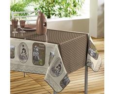 Décorline - 1710369, Tovaglia Pvc Rettangolare , 140 X 240 Cm , Reclames , Decorline Stampato , Marrone