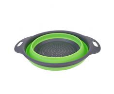 Portafrutta fruttiera in silicone & # xFF0 C; 2 pezzi gomma set filtro carrello pieghevole per risparmiare spazio, colino da cucina per cibo, frutta, verdura (grigio verde)